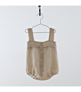 Creased-effect sand suspenders dress YOU&ME