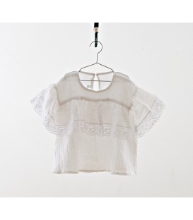 Top blanco volante efecto arrugado YOU&ME