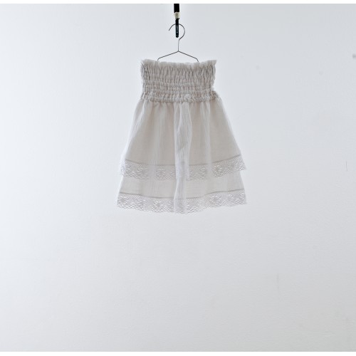 Skirt white with ruffles creased-effect YOU & ME