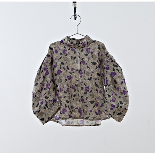 Top manga abullonada estampado flores verdes YOU&ME