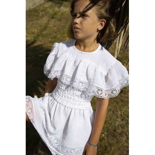 Top blanco volante efecto arrugado YOU&ME