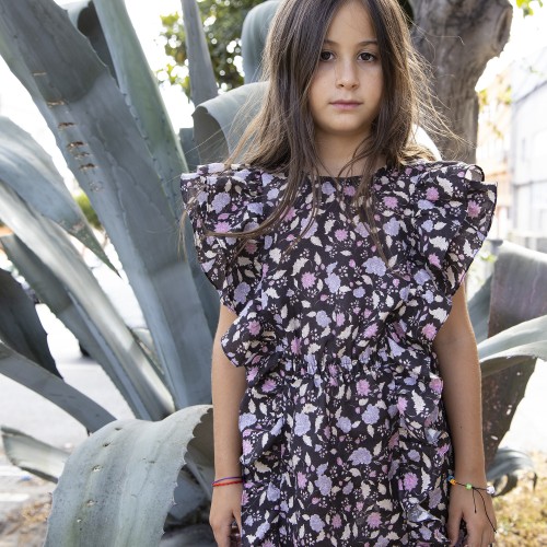 Vestido negro estampado flores YOU&ME